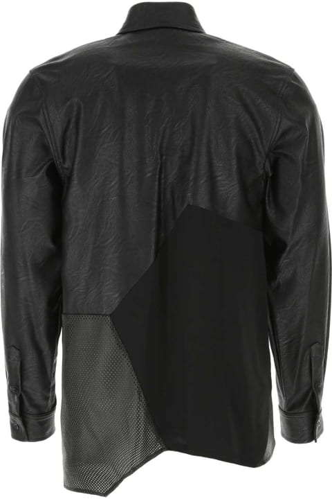 メンズ Kochéのシャツ Koché Black Synthetic Leather And Satin Shirt