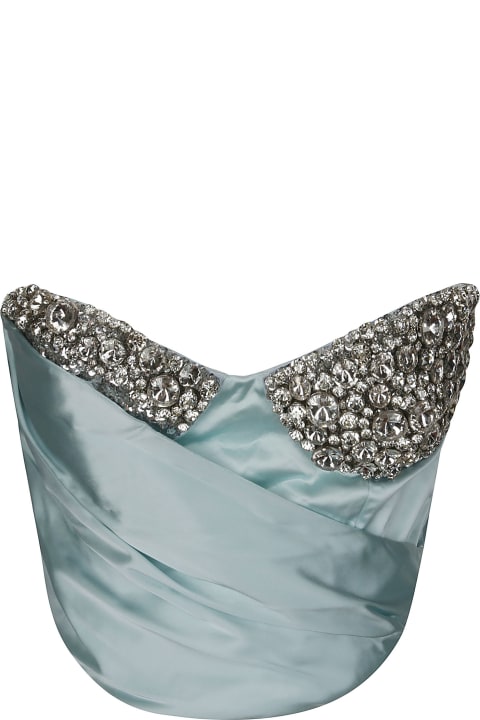 Embroidered Crystal Cup Drapped Bustier