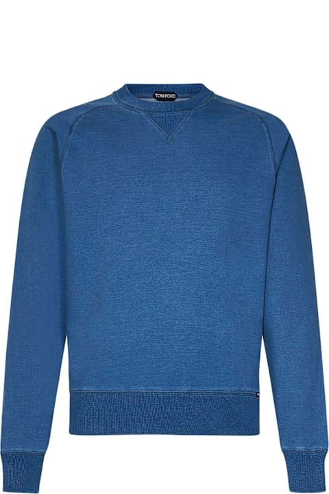 Tom Ford سترات صوف وبدل رياضية لـ القسم الرجالي Tom Ford Jersey Ribbed Crewneck Sweatshirt