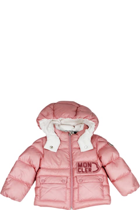 Moncler for Girls Moncler Abbaye Down Jacket Padded With Real Goose Down With Detachable Hood, Zip Closure And Pockets On The Front