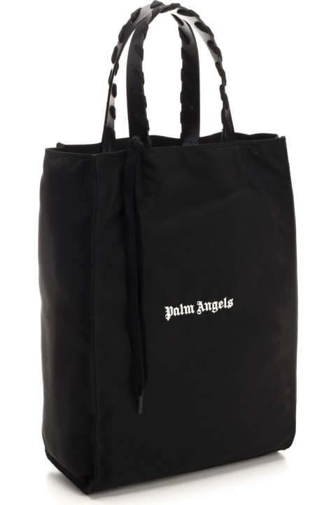 Palm Angels Totes for Men Palm Angels Logo Printed Lace-up Detailed Tote Bag