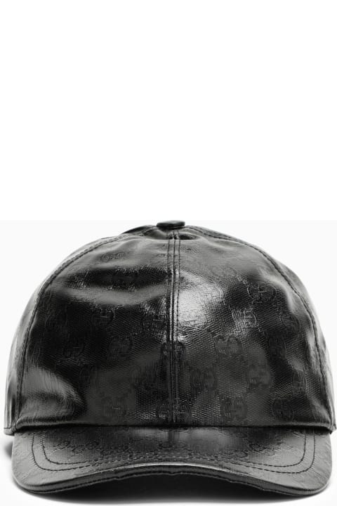 Hats for Men Gucci Black Hat With All-over Logo