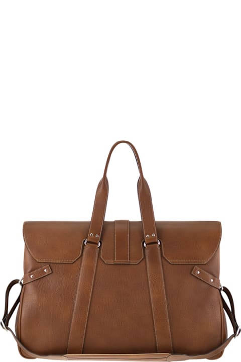 Brunello Cucinelli Totes for Men Brunello Cucinelli Country Weekender Bag In Calfskin With Grain