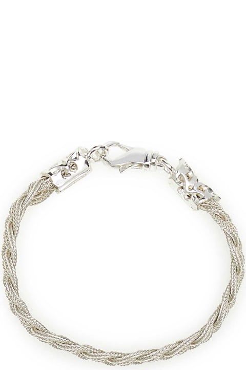 Jewelry for Men Emanuele Bicocchi 925 Silver Ice Flat Braided Bracelet