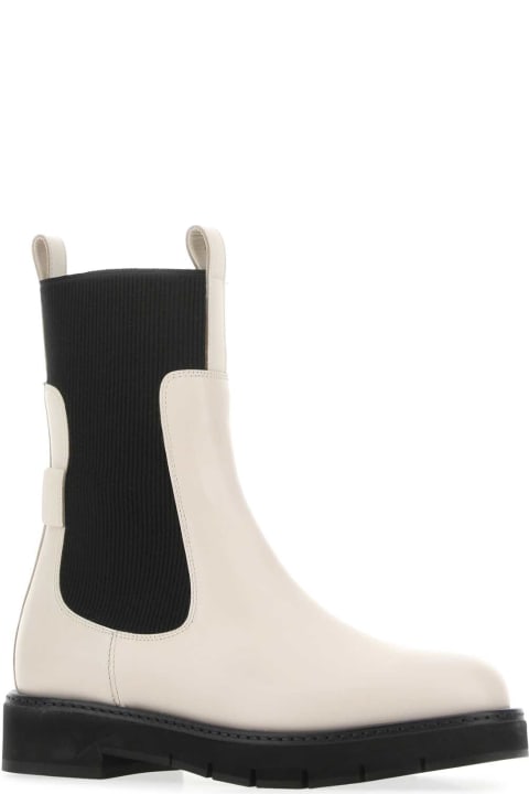Ferragamo for Women Ferragamo Ivory Leather Rook Ankle Boots