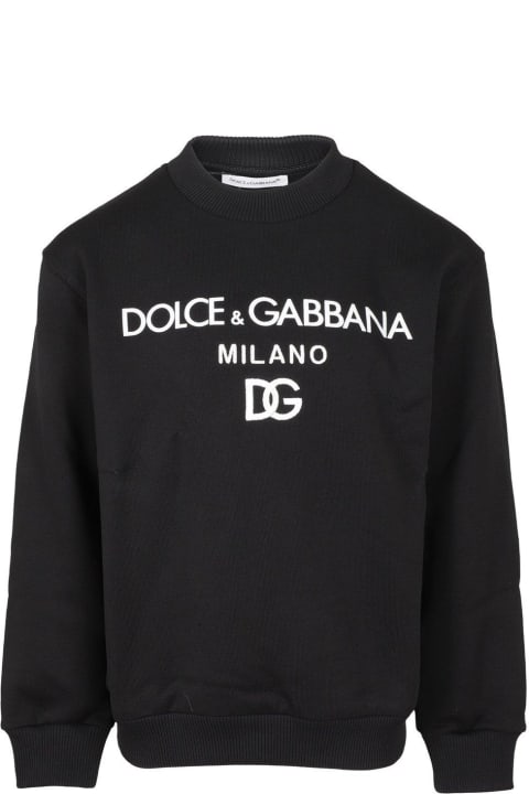 Dolce & Gabbana Sweaters & Sweatshirts for Boys Dolce & Gabbana Logo Embroidered Crewneck Sweatshirt