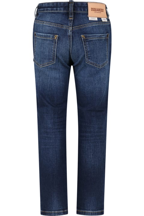 Bottoms for Boys Dsquared2 Blue Jeans For Boy With Logo