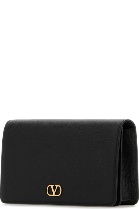 Valentino Garavani Black Leather Vlogo Signature Clutch