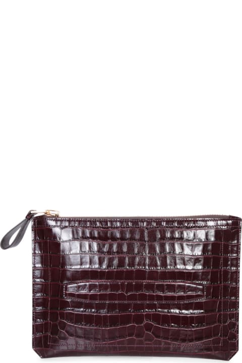 Tom Ford for Men Tom Ford Buckley Small Croco Bordeaux Clutch