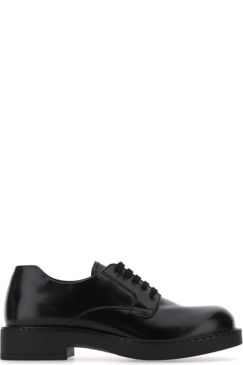 メンズ Pradaのシューズ Prada Black Leather Lace-up Shoes