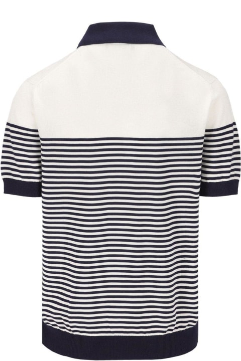 Shirts for Men Dolce & Gabbana Dg Patch Striped Knitted Polo Shirt