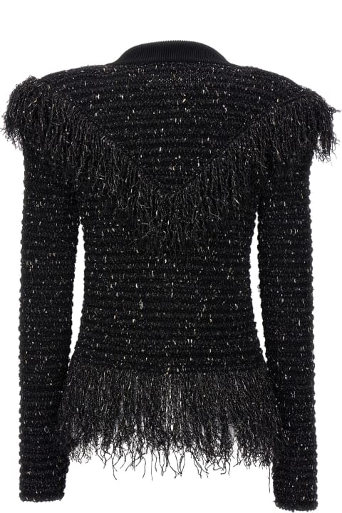 Sweaters for Women Balmain 'glittered Fringed' Short Jacket
