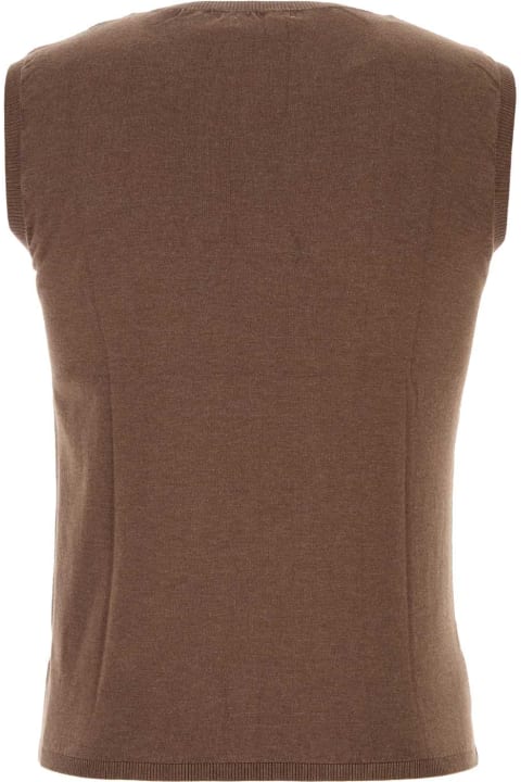 Sweaters for Men Gimaguas Brown Viscose Blend Forat Vest