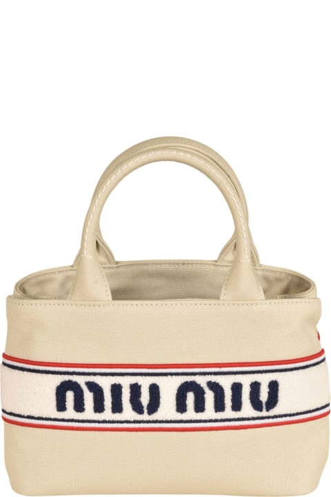 Miu Miu for Women Miu Miu Stripe Logo Detail Top Handle Handbag