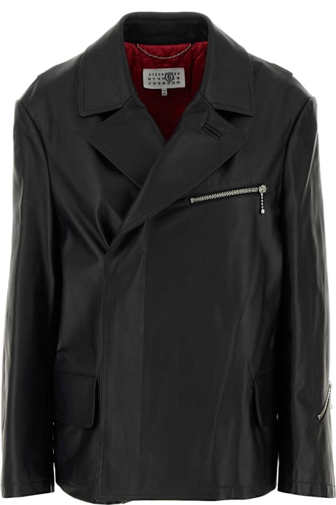 Coats & Jackets for Women MM6 Maison Margiela Black Leather Jacket