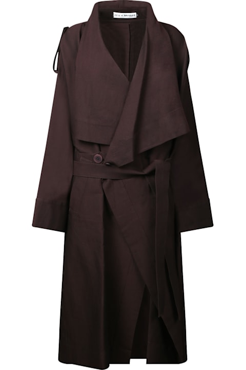 Issey Miyake Coats & Jackets for Women Issey Miyake Long Washi Wool Coat In Brown