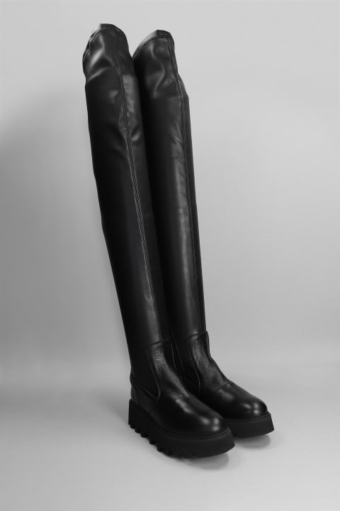Peggy Combat Boots In Black Leather