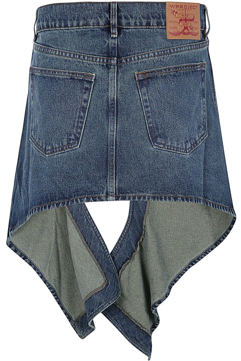 ウィメンズ Y/Projectのスカート Y/Project Evergreen Cut Out Denim Mini Skirt
