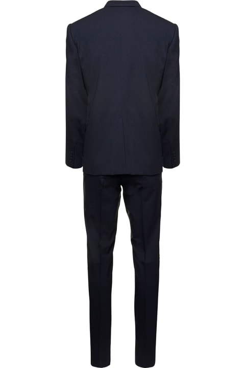 Blue Essential Suitblazer And Trousers  In Wool Man