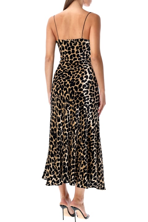 Homeware Balmain Balmain Leopard-print Velvet Midi Dress With Thin Straps
