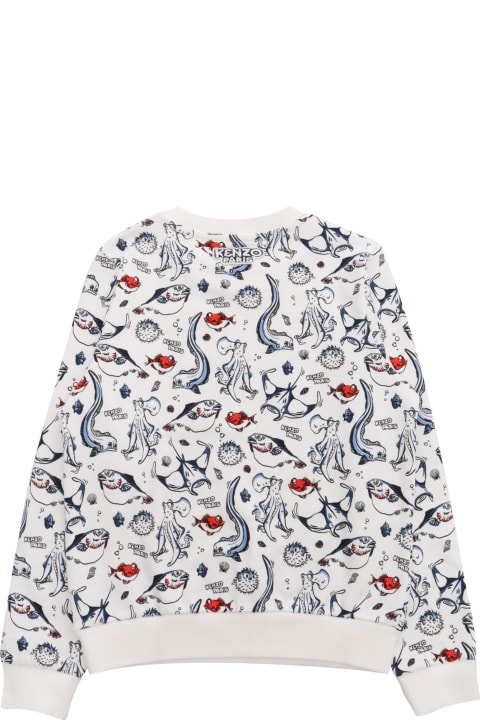 Fashion for Girls Kenzo Kids White Sweater With Prints