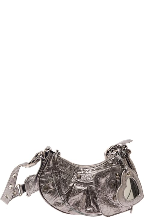 Fashion for Women Balenciaga 'cagole' Chain Bag In Silver Metalized Leather With Aged Silver Hardware Woman