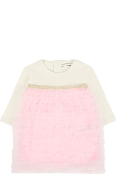 Homeware Karl Lagerfeld Kids Pink Dress For Baby Girl With Logo