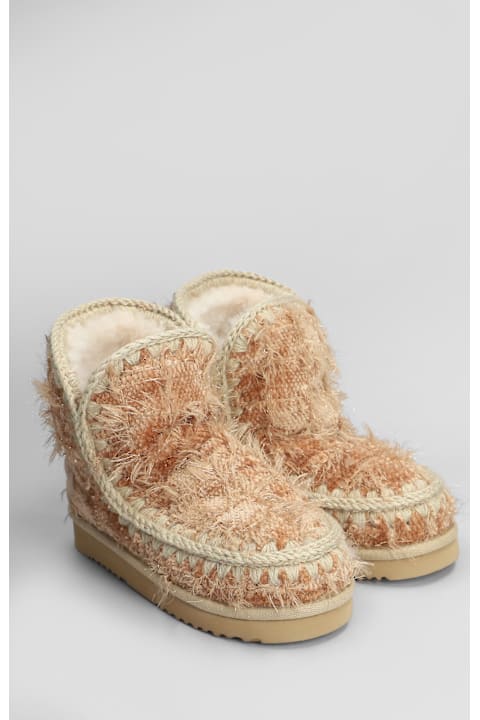 Mou Boots for Women Mou Eskimo 18 Low Heels Ankle Boots In Beige Leather