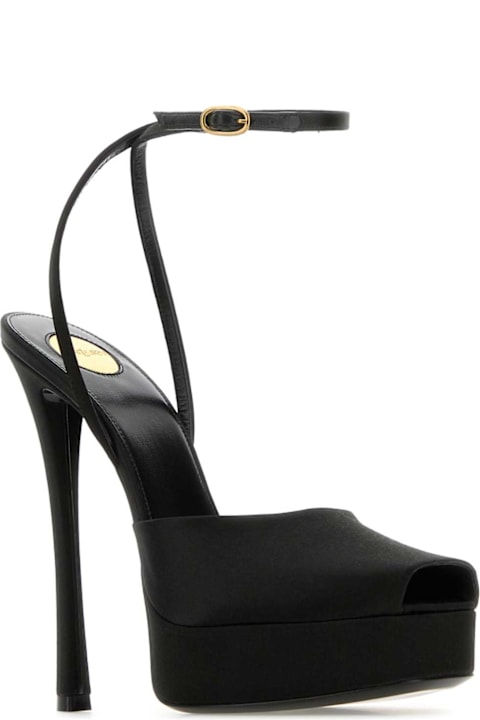 الصنادل لـ السيدات Saint Laurent Black Crepe Le Scandal Sandals