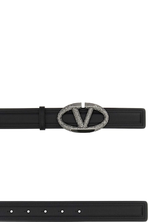 ウィメンズ Valentino Garavaniのアクセサリー Valentino Garavani Black Leather Vlogo Belt