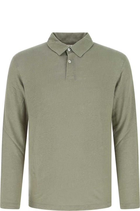 Hartford Topwear for Men Hartford Sage Green Linen Polo Shirt
