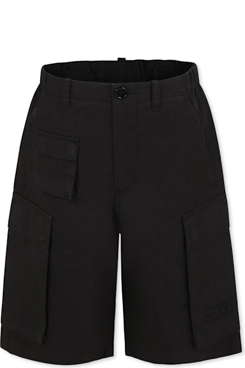 Homeware MM6 Maison Margiela Black Cargo Shorts For Kids With Logo