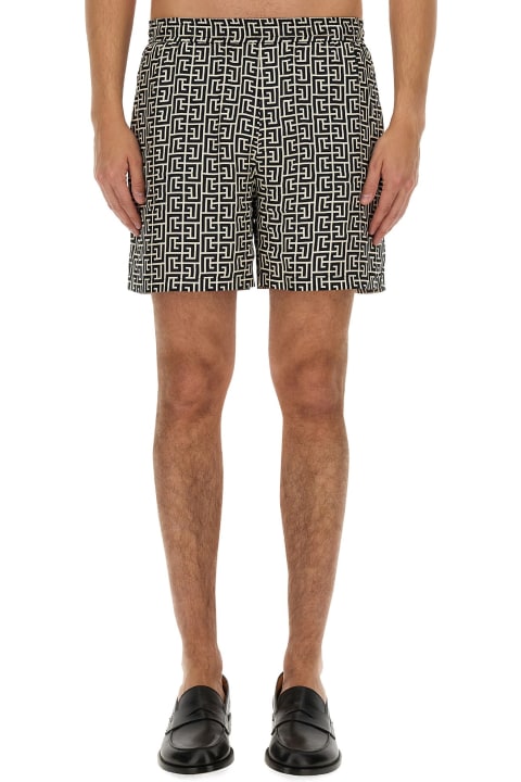 Balmain Pants for Men Balmain Monogram Bermuda Shorts