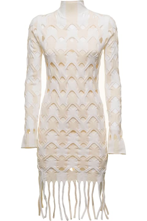 Dion Lee Woman's Perforated Viscose Dress With Fringes