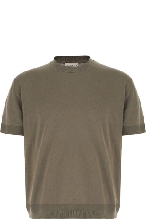 Moncler for Men Moncler Olive Green Silk Blend Sweater