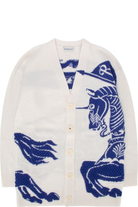 Fashion for Boys Burberry Equestrian Knight Intarsia-knit Buttoned Cardigan