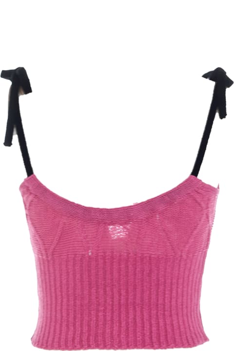 Knit Losanghe Bra With Hand Enbroidery