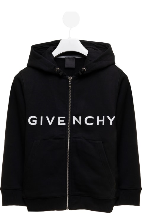 Black Jersey Hoodie With Logo Givenchy Kids Boy