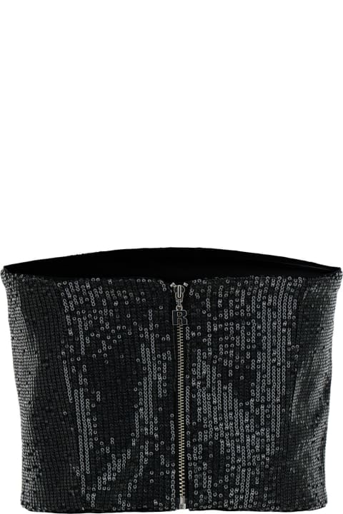 Rotate by Birger Christensen for Women Rotate by Birger Christensen Black Strapless Top With All-over Paillettes Embellishment In Cotton Woman