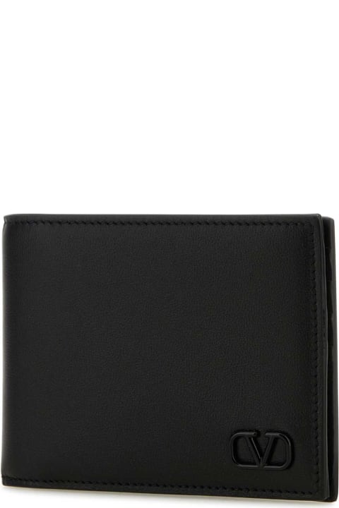 メンズ Valentino Garavaniの財布 Valentino Garavani Black Leather Vlogo Wallet
