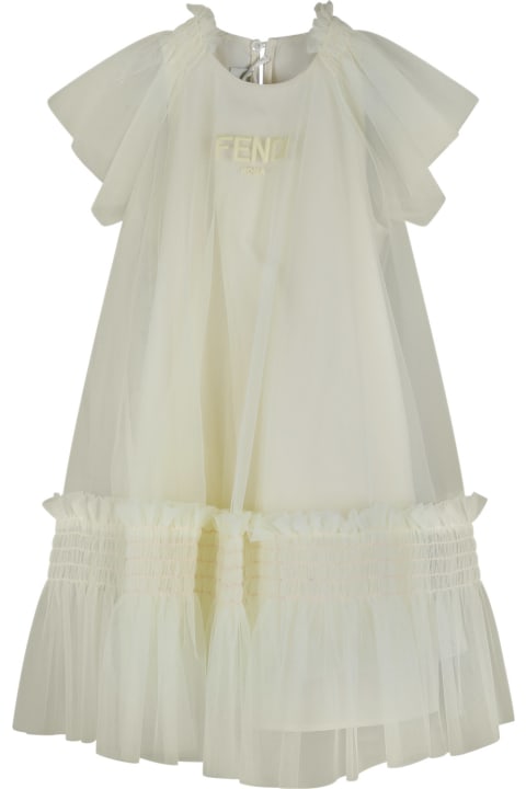 Fendi for Girls Fendi Yellow Dress For Girl With Logo