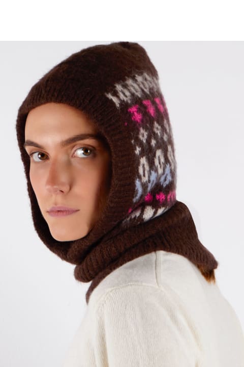 Homeware MC2 Saint Barth Woman Ultra Soft Brown Balaclava With Icelandic Pattern