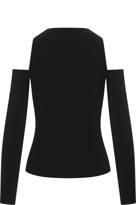 Topwear for Women Alexander McQueen Black Knitted Top With Cut-outs