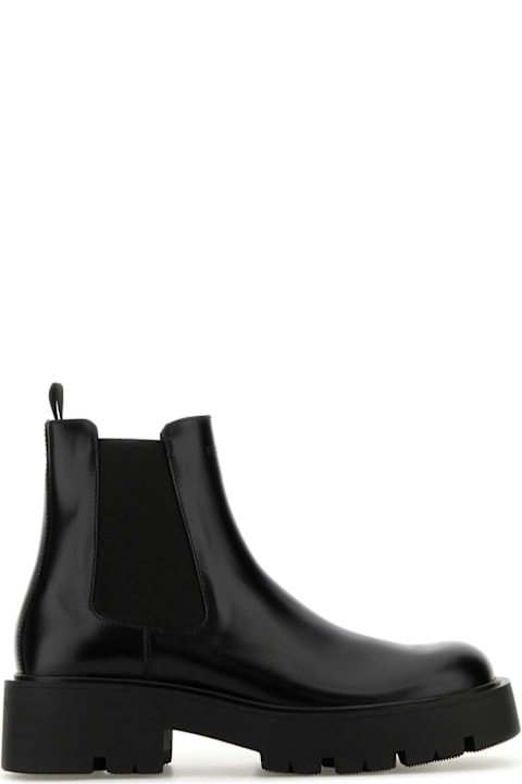 أحذية برقبة لـ القسم الرجالي Prada Black Leather Ankle Boots