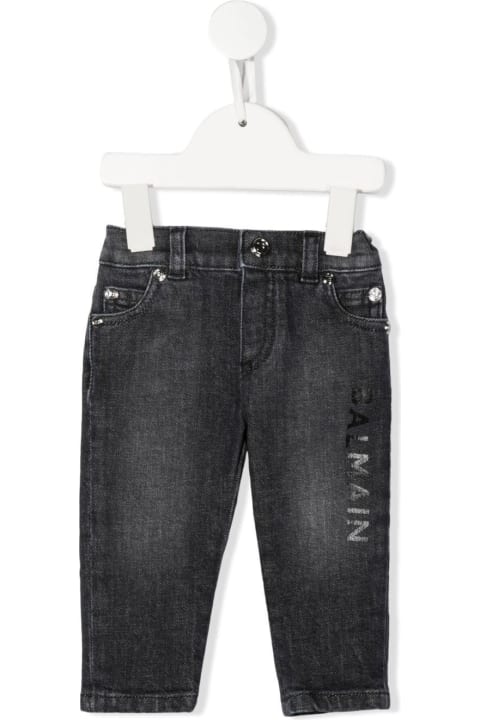 Baby Jeans In Black Denim With Logo
