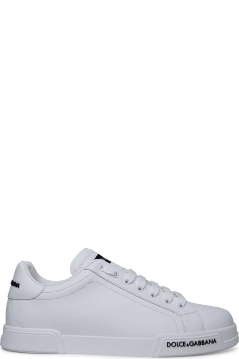 'portofino' White Calf Leather Sneakers