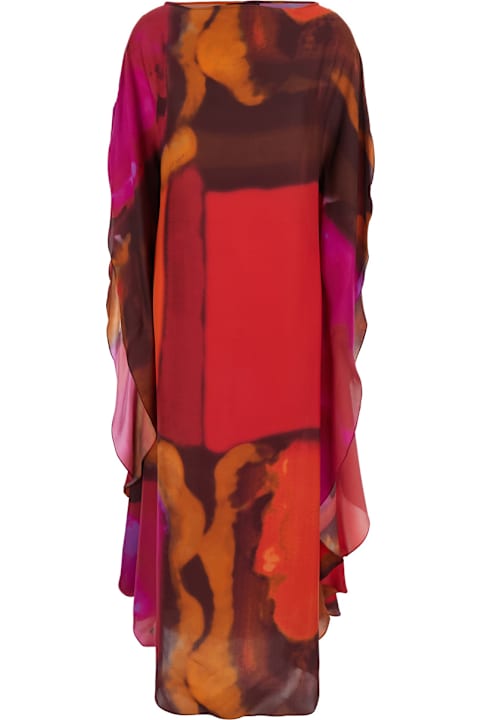 Gianluca Capannolo for Women Gianluca Capannolo 'iris' Multicolor Long Dress With Boat Neckline And All-over Print In Silk Woman
