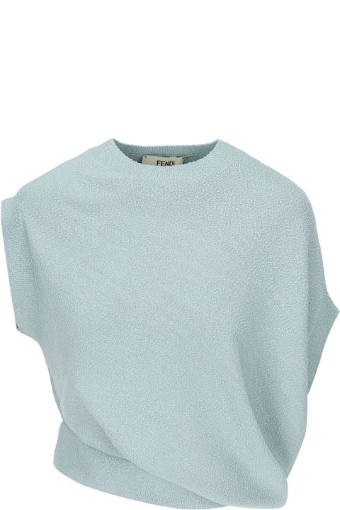 Sweaters for Women Fendi Asymmetric Hem Cape-sleeved Crewneck Jumper