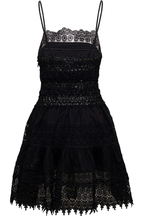 Charo Ruiz Woman's Joya Black Dress With Lace Inserts