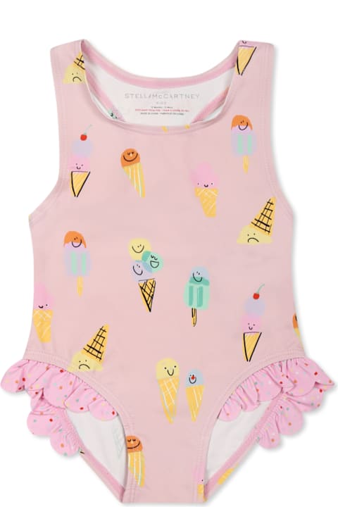 Stella McCartney Kids Swimwear for Baby Girls Stella McCartney Kids Pink Swimsuit For Baby Girl With Ice Cream